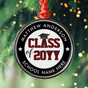 Klasse van 2024 Bourgogne Rood Afstuderen Afstuder Metalen Ornament