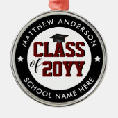 Klasse van 2024 Bourgogne Rood Afstuderen Afstuder Metalen Ornament (Voorkant)