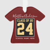 Klasse van 2024 Bourgogne Zwart en Goud Afstuderen Ornament (voorkant)