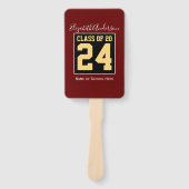 Klasse van 2024 Bourgogne Zwart Goud Afstuderen Fo Handwaaier (Voorkant)