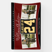 Klasse van 2024 Bourgogne Zwart Goud Afstuderen Fo Spandoek (Verticaal)