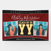 Klasse van 2024 Bourgogne Zwart Goud Afstuderen Fo Spandoek (Horizontaal)