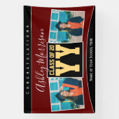 Klasse van 2024 Bourgogne Zwart Goud Afstuderen Fo Spandoek (Verticaal)