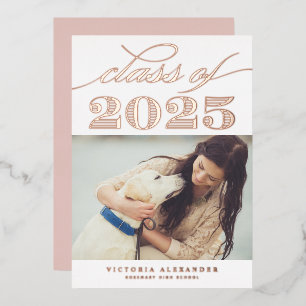Klasse van 2024 Classic Typografie Foto Afstuderen Folie Uitnodiging