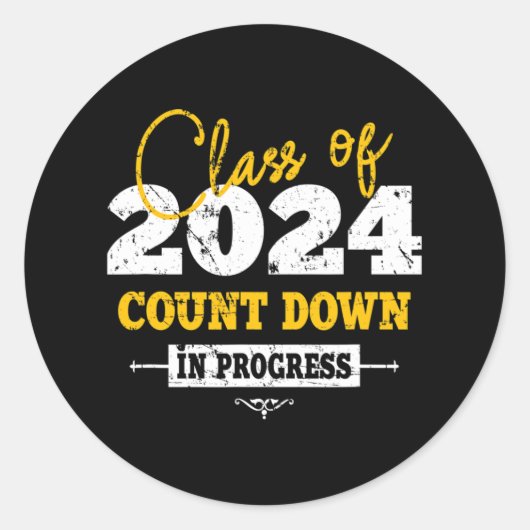 Klasse van 2024 Count Down Fun Afstudeerder 2022 E Ronde Sticker (Voorkant)
