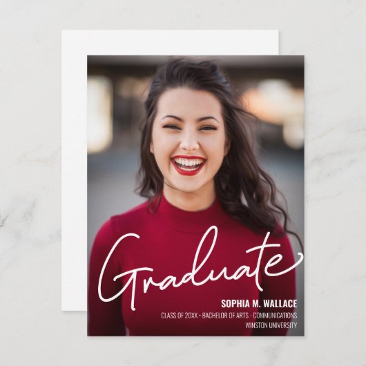 Klasse van 2024 custom University Afstuderen Foto Aankondiging (Voorkant / Achterkant)