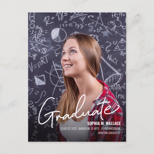 Klasse van 2024 Custom University Afstuderen Foto Aankondigingskaart (Voorkant)