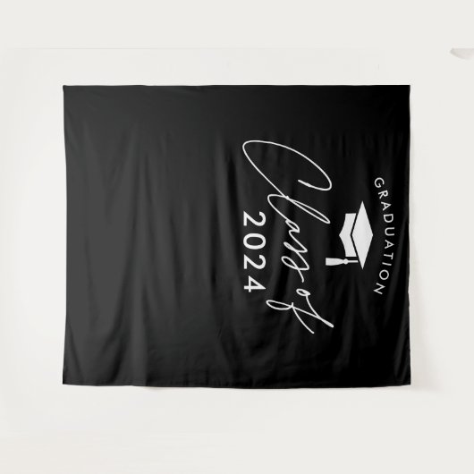 Klasse van 2024 Eenvoudig Afstuderen Wandkleed (Voorkant (horizontaal))