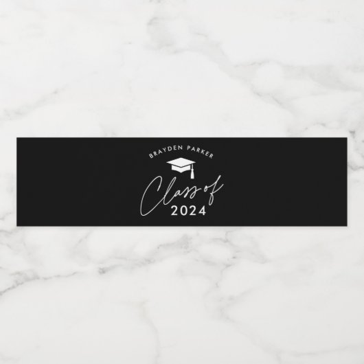 Klasse van 2024 Eenvoudig Afstuderen Waterfles Etiket (Enkel label)