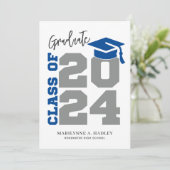 Klasse van 2024 Eenvoudig Blauw Afstuderen Aankond Aankondiging (Staand voorkant)