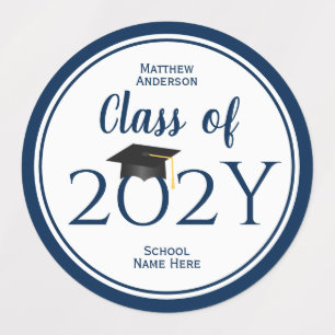 Klasse van 2024 Eenvoudig Elegant Navy Blue Afstud Labels