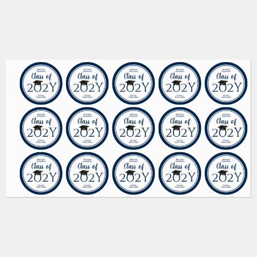 Klasse van 2024 Eenvoudig Elegant Navy Blue Afstud Labels (Vel)
