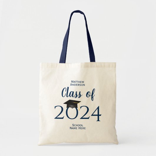 Klasse van 2024 Eenvoudig Elegant Typografie Afstu Tote Bag (Voorkant)