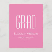 Klasse van 2024 Eenvoudig Roze Afstuderen Aankondigingskaart (Voorkant)
