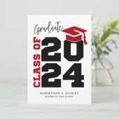 Klasse van 2024 Eenvoudige Afstuderen aankondiging (Staand voorkant)