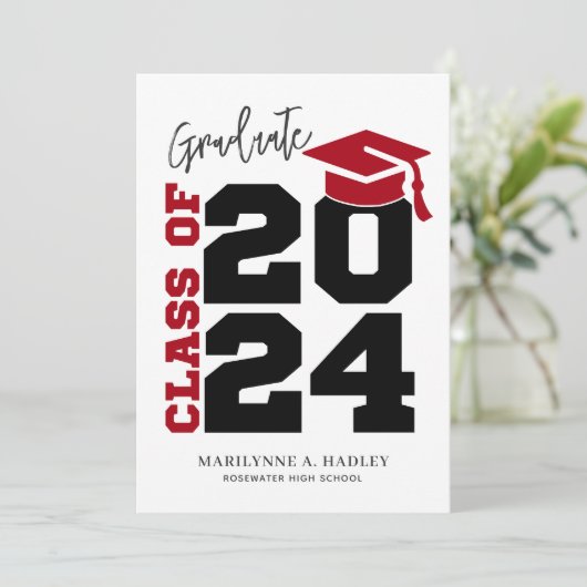 Klasse van 2024 Eenvoudige Afstuderen aankondiging (Staand voorkant)