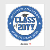 Klasse van 2024 Elegant Blue Afstuderen Sticker (Vel)