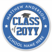 Klasse van 2024 Elegant Blue Afstuderen Sticker (Voorkant)