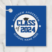 Klasse van 2024 Elegant Blue Graduation Party Bedankjes Labels (Voorkant)
