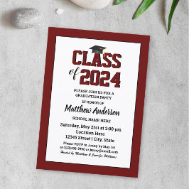 Klasse van 2024 Elegant Bourgogne Donkerrood Afstu Kaart