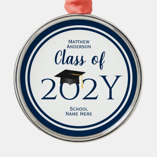 Klasse van 2024 Elegant Graduation Cap Afstuderen Metalen Ornament (Voorkant)