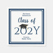 Klasse van 2024 Elegant Navy Blue Graduation Party Servet (Voorkant)