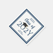 Klasse van 2024 Elegant Navy Blue Graduation Party Servet (Hoek)