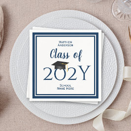 Klasse van 2024 Elegant Navy Blue Graduation Party Servet