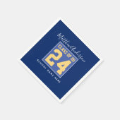 Klasse van 2024 Elegant Royal Blue & Gold Afstuder Servet (Hoek)