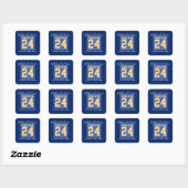 Klasse van 2024 Elegant Royal Blue & Gold Afstuder Vierkante Sticker (Vel)