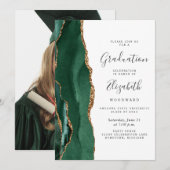 Klasse van 2024 Emerald Green Agaat Foto Afstudere Kaart (Voorkant / Achterkant)