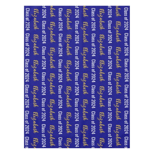 Klasse van 2024 en Graduate's Naam Marine Wit Goud Tafelkleed (Voorkant)