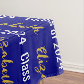 Klasse van 2024 en Graduate's Naam Marine Wit Goud Tafelkleed (Voorbeeld)