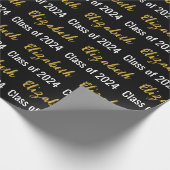 Klasse van 2024 en Graduate's Naam Zwart Wit Goud Cadeaupapier (Hoek)