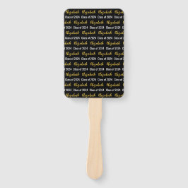 Klasse van 2024 en Graduate's Naam Zwart Wit Goud Handwaaier