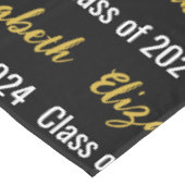 Klasse van 2024 en Graduate's Naam Zwart Wit Goud Tafelkleed (Gekanteld)