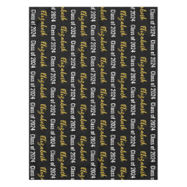 Klasse van 2024 en Graduate's Naam Zwart Wit Goud Tafelkleed