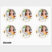 Klasse van 2024 Floral Photo Afstuderen dank u Ronde Sticker (Vel)
