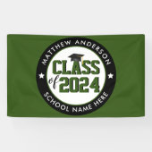 Klasse van 2024 Forest Green Graduation Party Spandoek (Horizontaal)