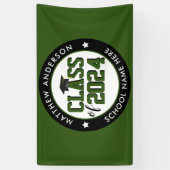 Klasse van 2024 Forest Green Graduation Party Spandoek (Verticaal)