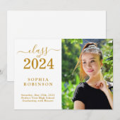 Klasse van 2024 Foto Eenvoudige Afstuderen Aankond Kaart (Voorkant / Achterkant)