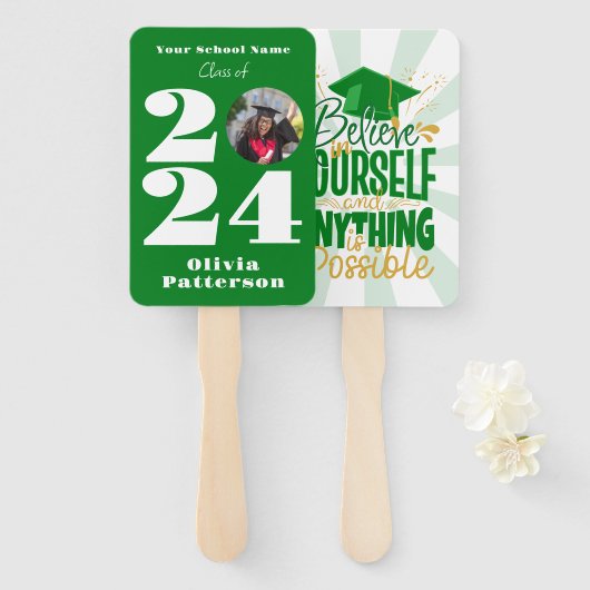 Klasse van 2024 Foto gepersonaliseerd Handwaaier (Voorkant en achterkant)