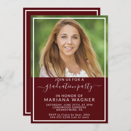 Klasse van 2024 Fotoafstudeerfeest Kaart (Voorkant / Achterkant)