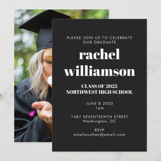 Klasse van 2024 Fotoafstudeerfeest Zwart Wit Kaart (Voorkant / Achterkant)