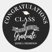 Klasse van 2024 Gefeliciteerd Afstuderen Afstudere Ronde Sticker (Voorkant)