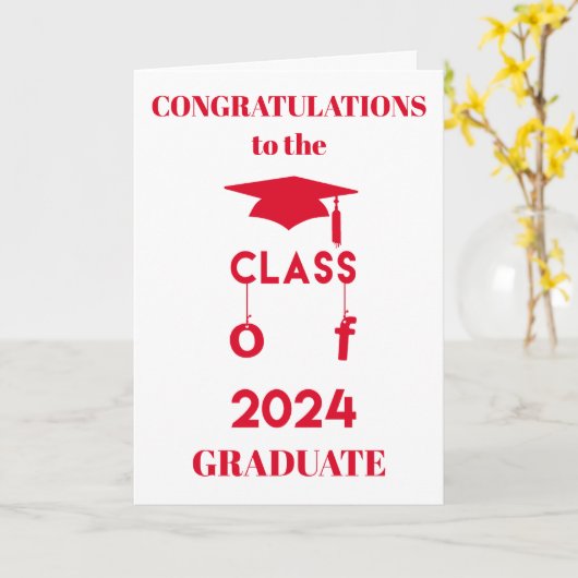 Klasse van 2024 - Gefeliciteerd Afstuderen - Rood Kaart (Gele Bloem)