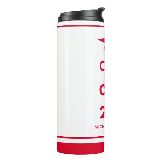 Klasse van 2024 - Gepersonaliseerde Rode Afstudere Thermosbeker (Gedraaid links)