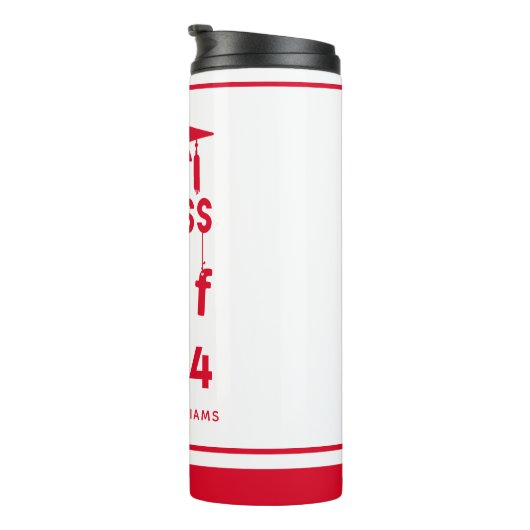 Klasse van 2024 - Gepersonaliseerde Rode Afstudere Thermosbeker (Geroteerd rechts)