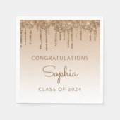 Klasse van 2024 Gold Glitter Drip Afstuderen Servet (Voorkant)