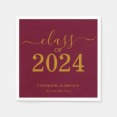 Klasse van 2024 Gold Maroon Graduation Party Servet (Voorkant)